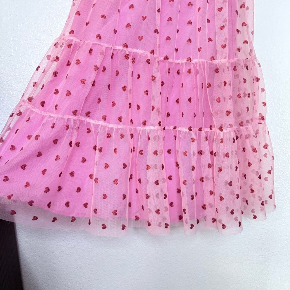Betsey Johnson NWT Pale Pink Glitter Foil Sweetheart Tiered Corset Tule Dress 2 - Picture 4 of 10